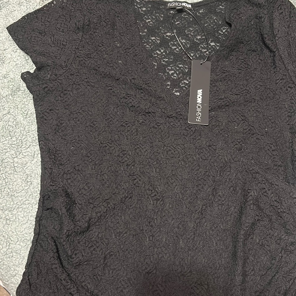 Fashion Nova Elegant Black Lace Blouse